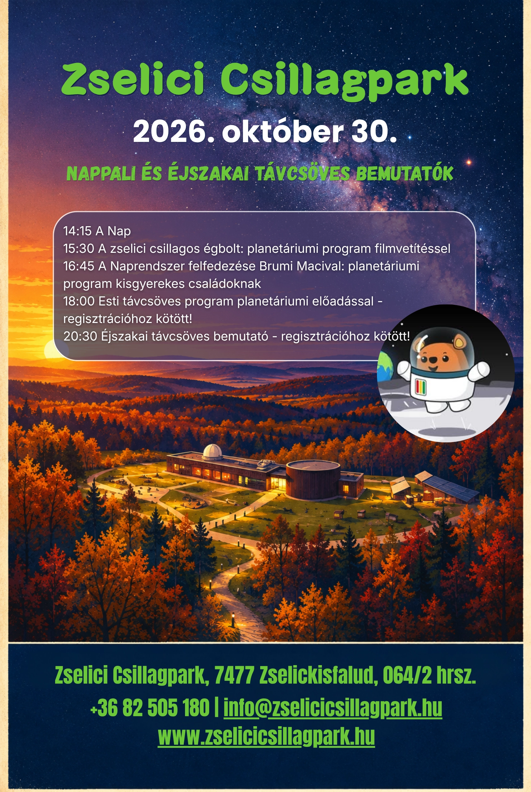 Délutántól éjszakáig a Zselici Csillagparkban – október 30. CÍM – 2. verzió: esemény