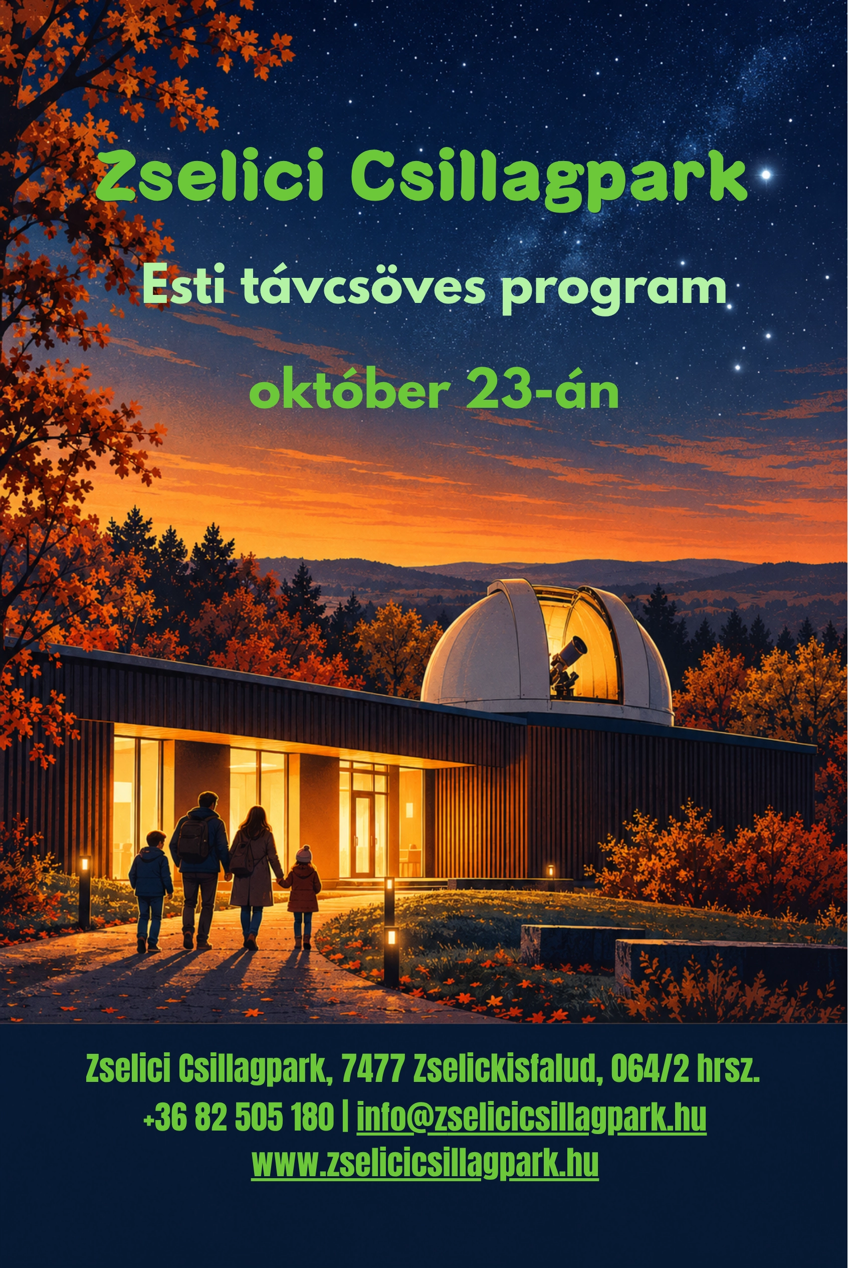 Őszi szünet a Zselici Csillagparkban – esti távcsöves program október 23-án esemény poszter