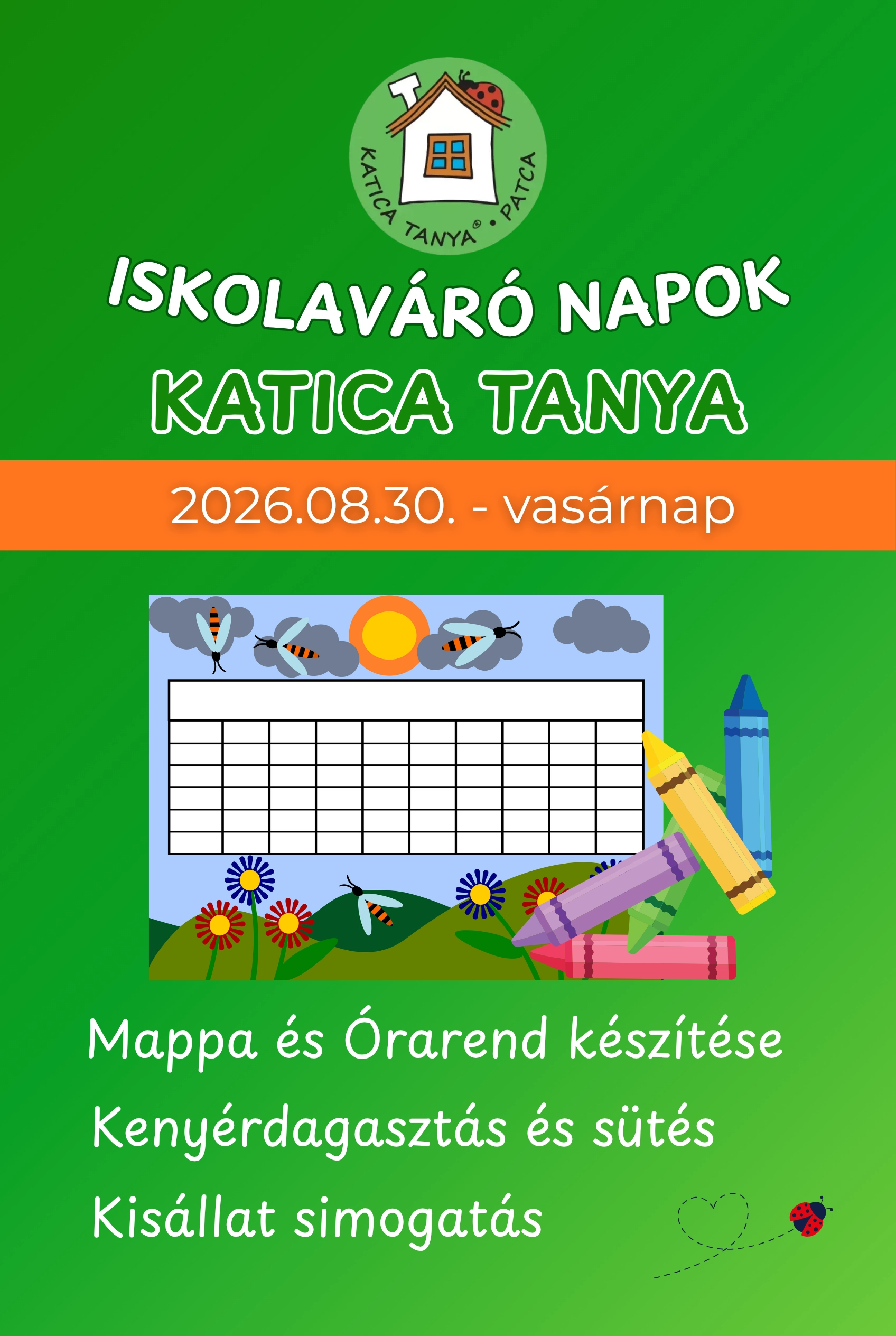Katica iskolaváró napok a Katica Tanyán esemény poszter