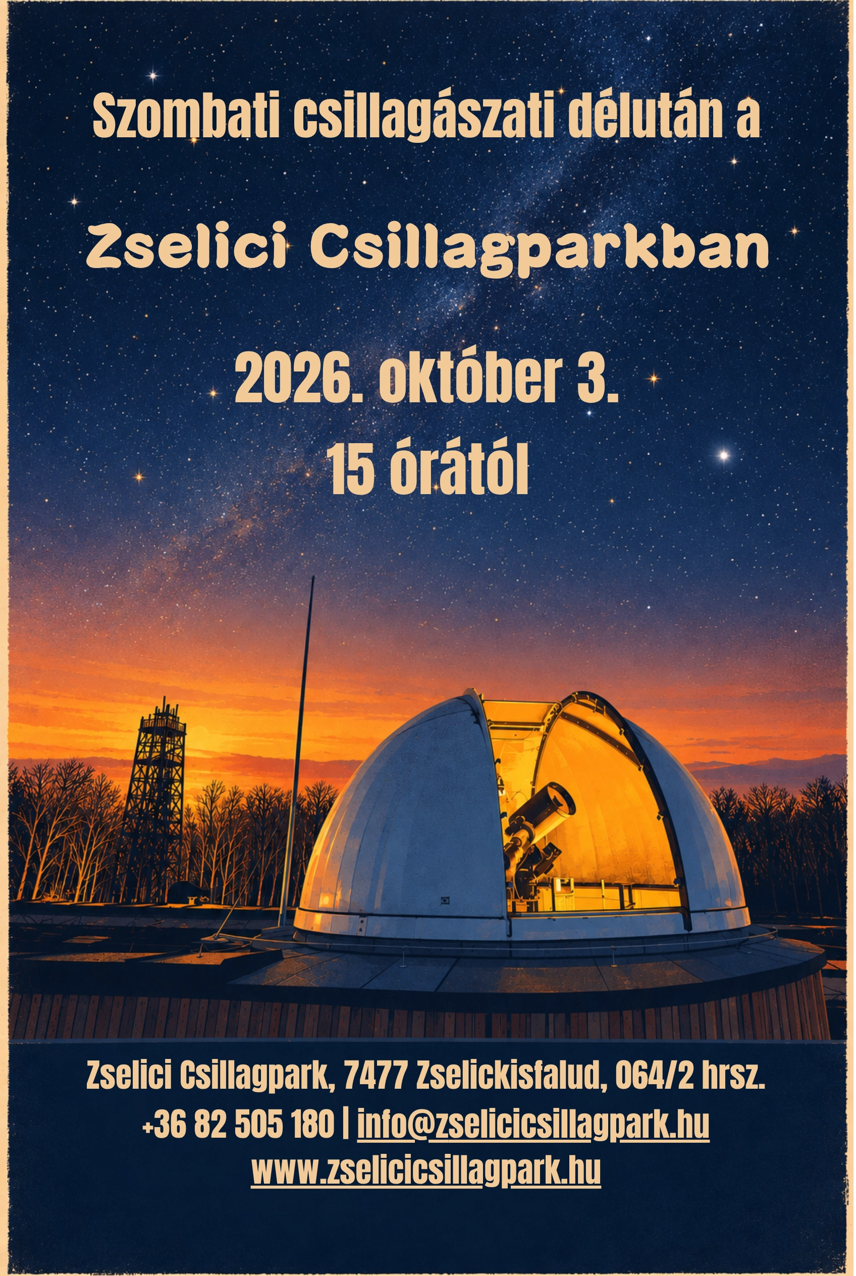Szombati csillagászati délután a Zselici Csillagparkban – október 3. esemény